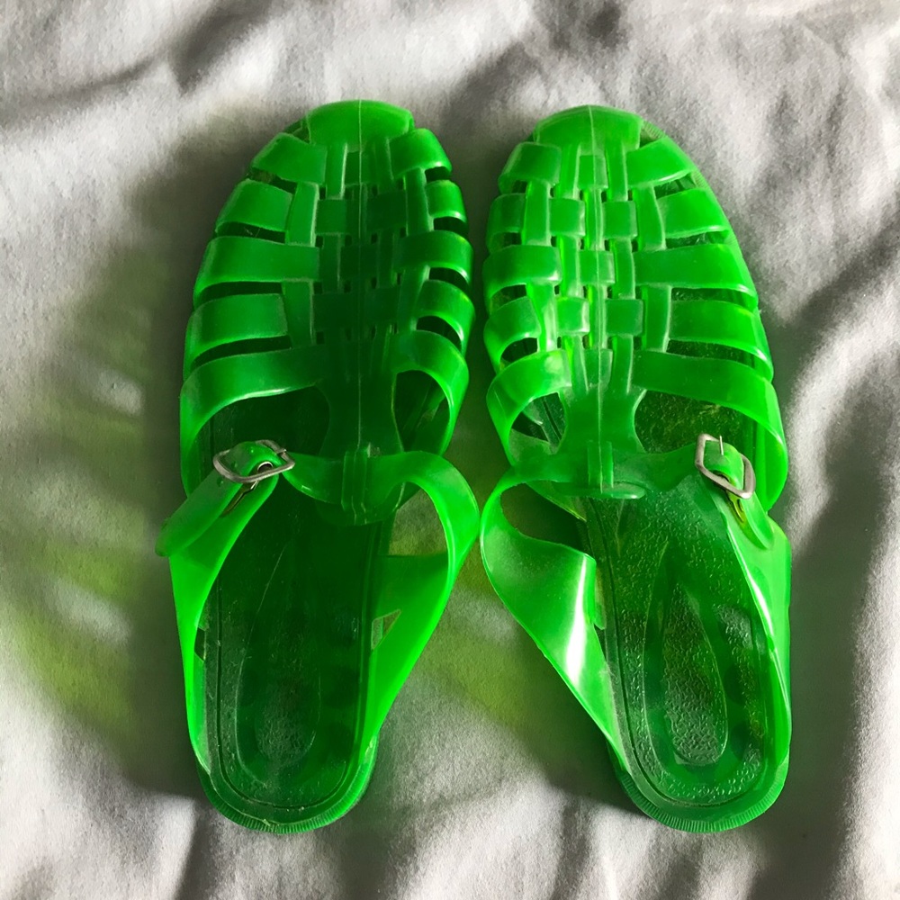 Candy apple green jelly sandal slides